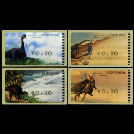 dinosaurs and their footprint on ATM stamps of Portugal 2003