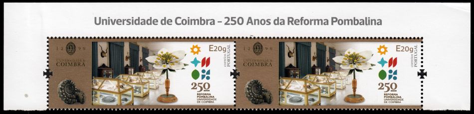 Ammonite in Museum of Coimbra University on stamps of Portugal 2022