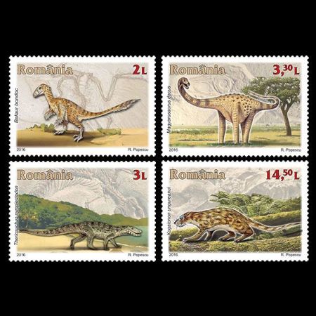 prehistoric marine animals on stamps of Romania 2016