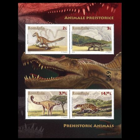 prehistoric animals on Mini Sheets of Romania 2016