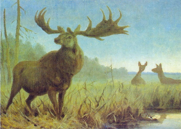 Original images of the Giant Deer, Megaloceros giganteus  on stamp of Russia 2020