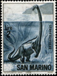 Brachiosaurus on stamp of San Marino 1965