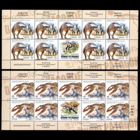 Dinosaurs on Mini Sheets of Serbia 2009
