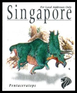 Pentaceratops dinosaur on stamp of Singapore 1998