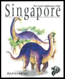 Apatosaurus dinosaur on stamp of Singapore 1998
