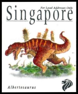 Albertosuurus dinosaur on stamp of Singapore 1998