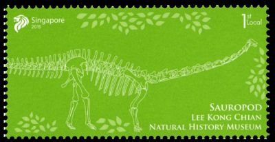 Sauropod Dinosaurs on stamp of Singapore 2015