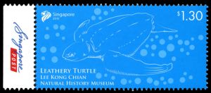 the Leathery Turtle on stamp of Singapore 2015