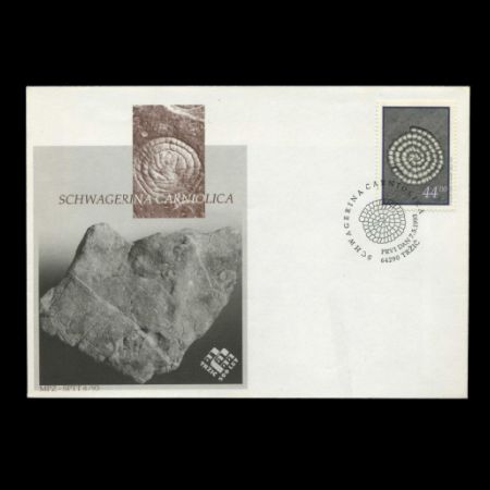 fossil of SCHWAGERINA CARNIOLICA on First day Cover of Slovenia 1993