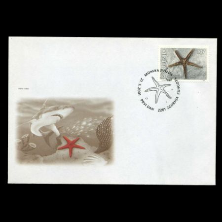 Starfish fossil on FDC of Slovenia 2001