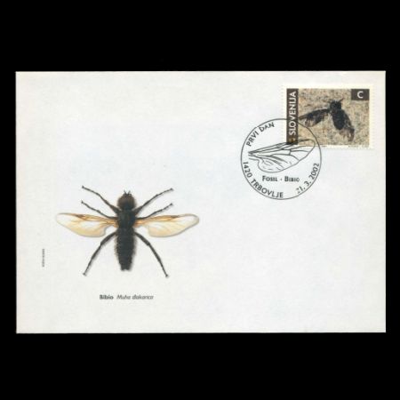 Fossil Hairfly on FDC of Slovenia 2002