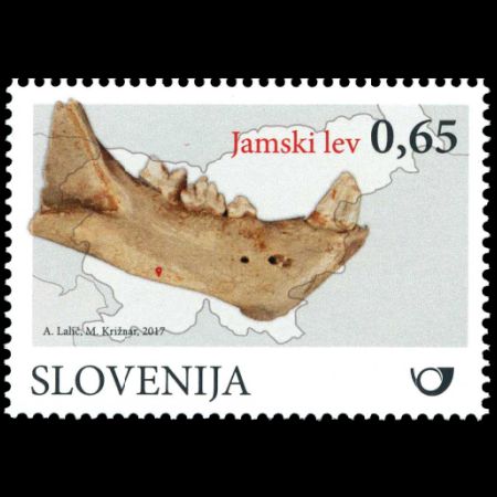 Cave Lion fossil on stamp of Slovenia 2017
