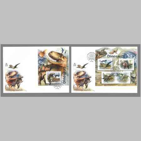 Dinosaurs on stamps of Solomon islabds 2012