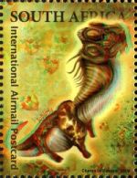 Jobaria dinosaur on 3D stamp of South Africa 2009