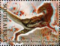 Afrovenator dinosaur on 3D stamp of South Africa 2009