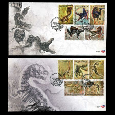 vFossil and reconstruction of dinosaurs on FDC of South Africa 2009