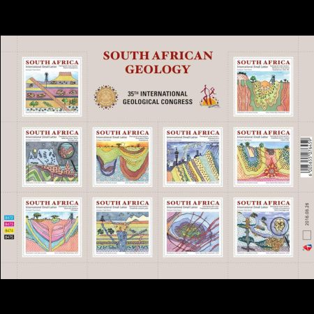 geology and fossils on stamps of South Africa 2016