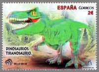Tyrannosaurus on stamp of Spain 2015