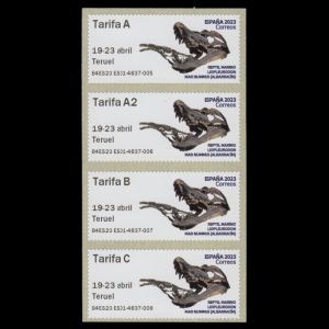 Strip with all 4 values of Teruel's ATM stamp, Spain 2023
