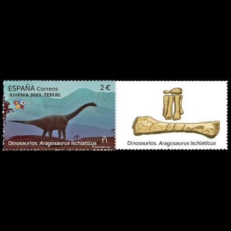 Aragosaurus ischiaticus on stamp of Spain 2023