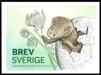 Maiasaura, dinosaur on stamp of Sweden 2016