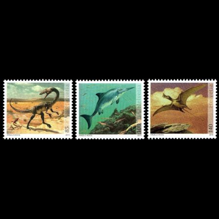 Dinosaur and another prehistoric animals on stamps of Switzerland 2010