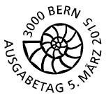 Ammonite post mark of Switzerland 2015