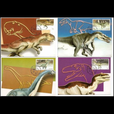 Dinosaurs on Maxi Cards of Thailand 1997