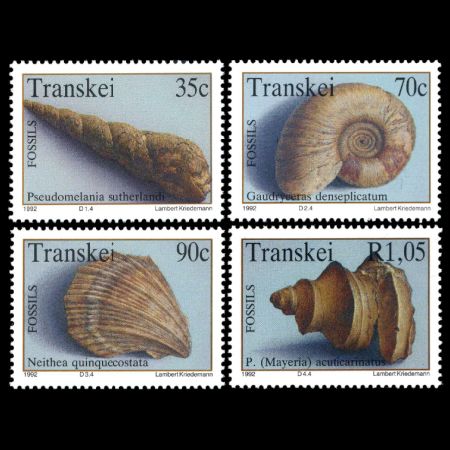 Marine fossils on stamps of Transkei 1992