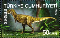Carnotaurus on stamp of Turkey 2012