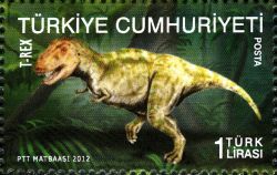 T-rex on stamp of Turkey 2012