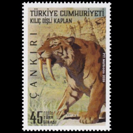Saber-toothed tiger on stamps of Turkey 2026