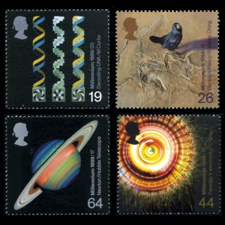 Archaeopteryx on Scientists Tale stamps of UK 1999