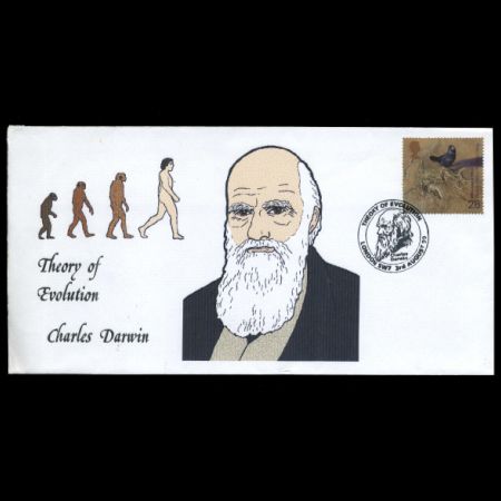 Charles darwin and Archaeopteryx on FDC of UK 1999
