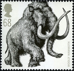 Woolly mammoth on stamp of UK 2006