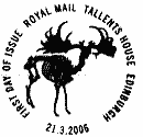 Official Bureau postmark showing the Giant Deer skeleton.