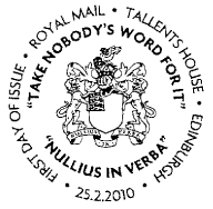 postmark with Coat of Arms of The Royal Society