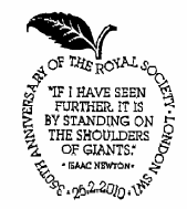 postmark illustrated with an apple surrounding an Isaac Newton quotation