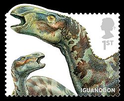 Iguanodon dinosaur stamp of UK 2013