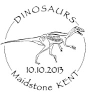 Post mark of British dinosaur stamps set 2013