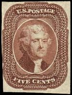 Thomas Jefferson on stamp of USA 1856