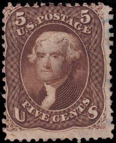 Thomas Jefferson on stamp of USA from 1862 Thomas Jefferson on stamp of USA from 1862
