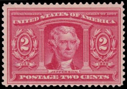 Thomas Jefferson on stamp of USA from 1904 Thomas Jefferson on stamp of USA from 1904