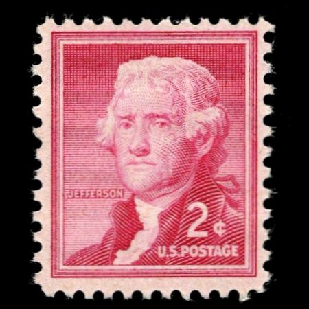 Thomas Jefferson on stamp of USA 1954