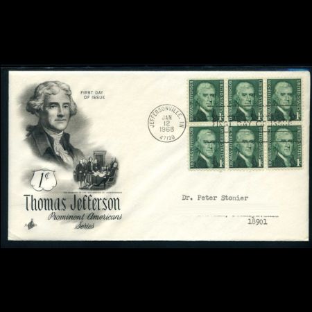 Thomas Jefferson third president of the United State on FDC from 1968