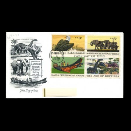 Dinosaur on Centenary of American Natural History Museum FDC of USA 1970