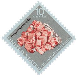 Rhodochrosite on stamp of USA 1974