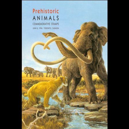 prehistoric animals on stamps of USA 1996