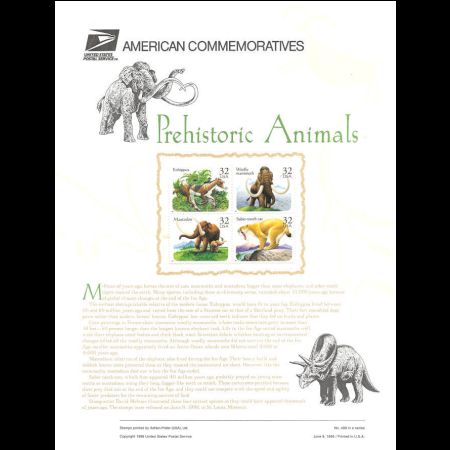 prehistoric animals on stamps of USA 1996