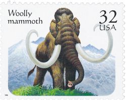 Woolly mammoth on stamp of USA 1996